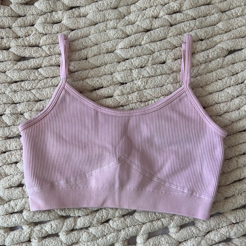 Pink sports bra